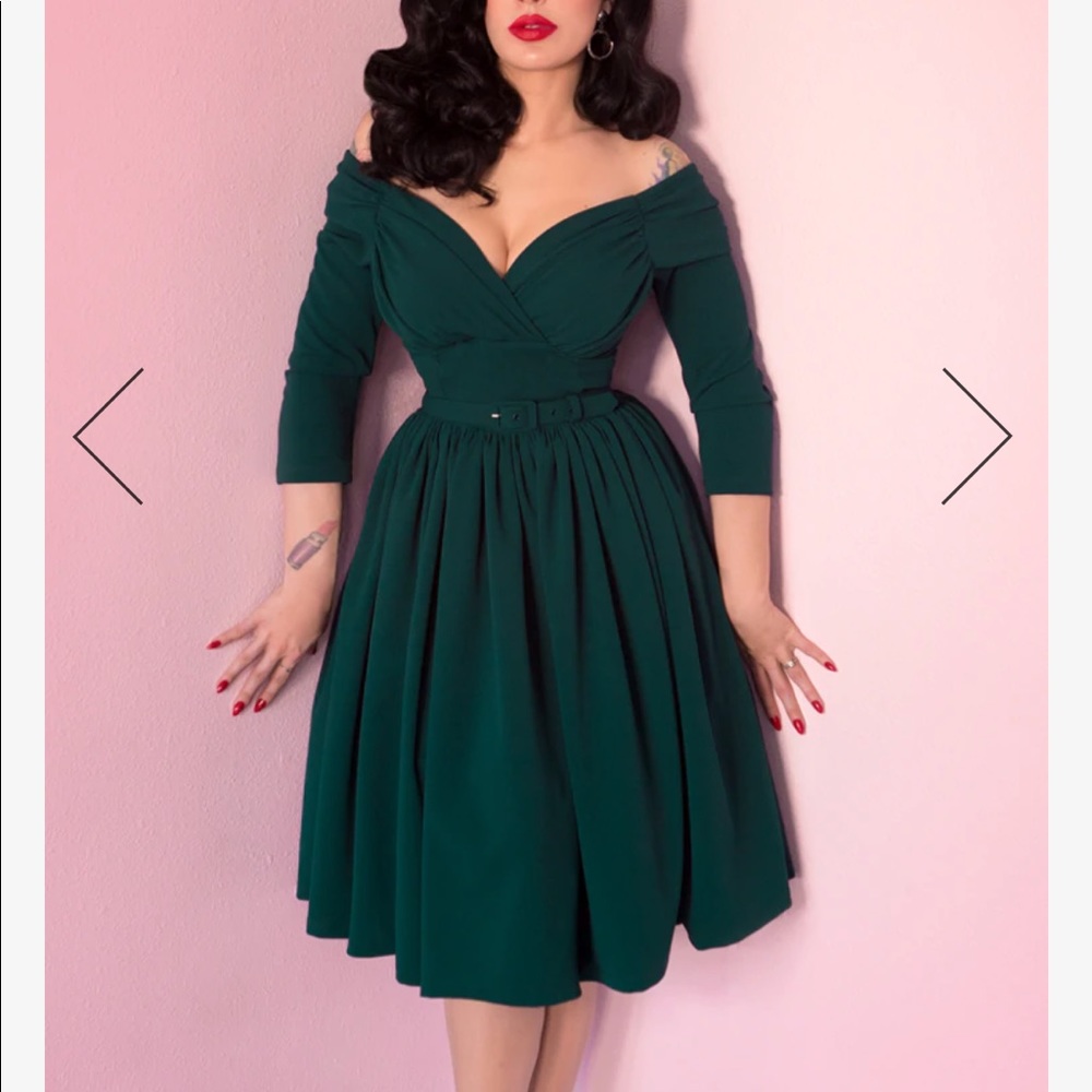 STARLET SWING DRESS IN HUNTER GREEN - VIXEN BY MICHELINE PITT